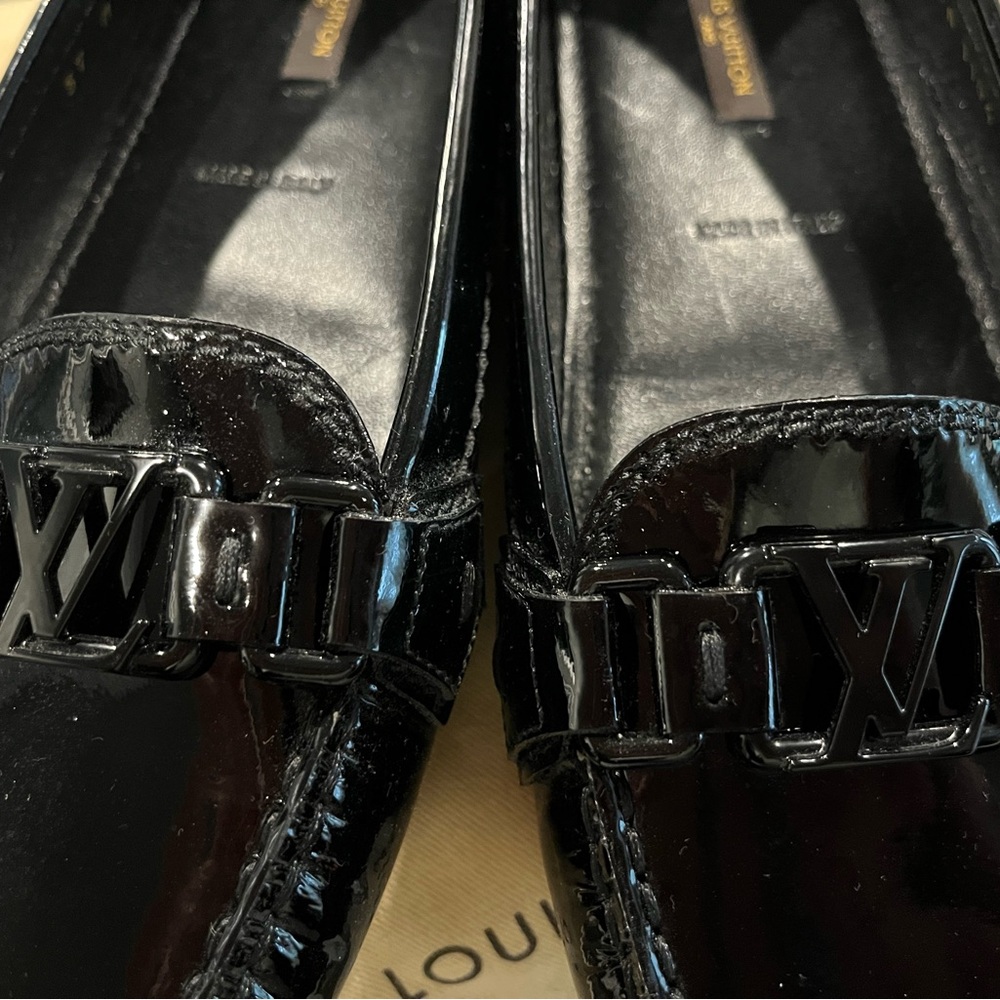 Louis Vuitton Black Patent Leather Flats loafer size 37 - Picture 7 of 8